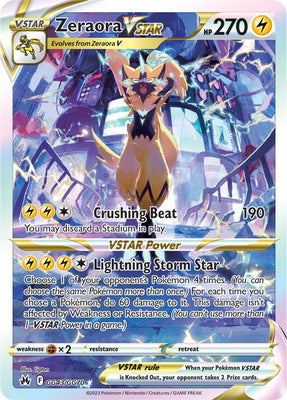 Pokemon Card Crown Zenith Galarian Gallery GG43/GG70 Zeraora VSTAR Ultra Rare *MINT*