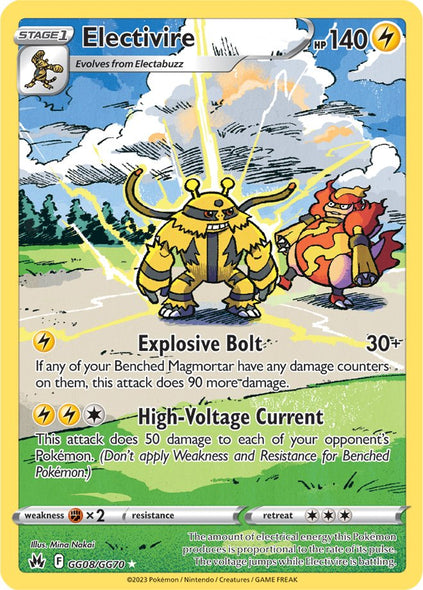 Pokemon Card Crown Zenith Galarian Gallery GG08/GG70 GG8/GG70 Electivire Holo Rare *MINT*