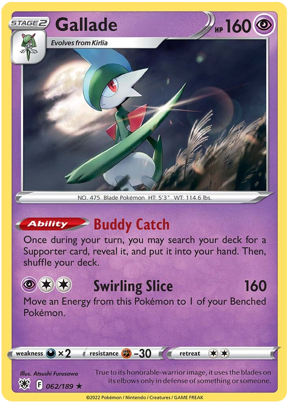 Pokemon Card Astral Radiance 62/189 062/189 Gallade Holo Rare