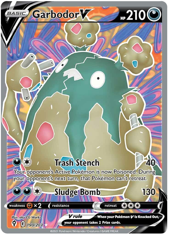 (S) Pokemon Card Evolving Skies 190/203 190/203 Garbodor V Full Art *M*