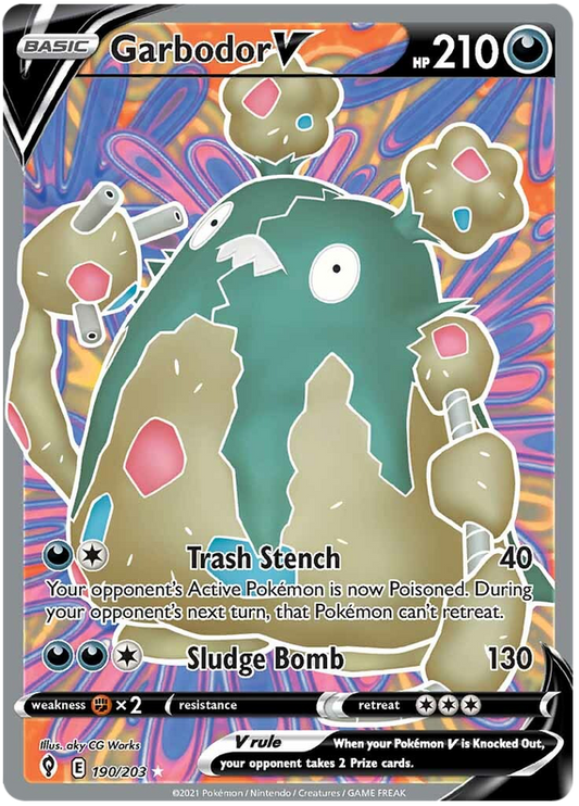 (S) Pokemon Card Evolving Skies 190/203 190/203 Garbodor V Full Art *M*