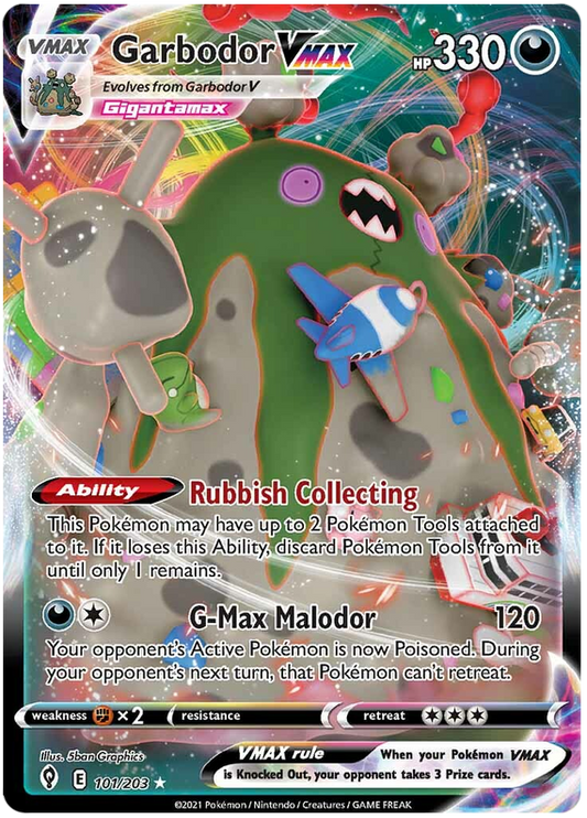 Pokemon Card Evolving Skies 101/203 101/203 Garbodor VMAX Ultra Rare *M*