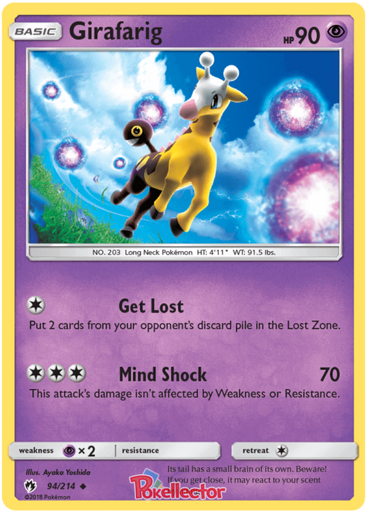 Pokemon Card Lost Thunder 94/214 094/214 Girafarig Uncommon *MINT*