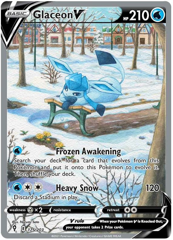 (S) Pokemon Card Evolving Skies 175/203 175/203 Glaceon V Full Art *M*