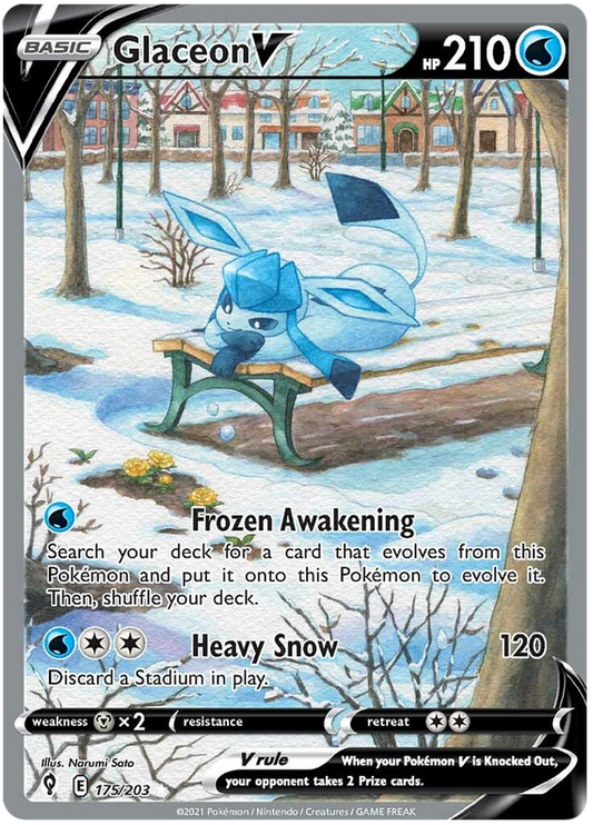 (S) Pokemon Card Evolving Skies 175/203 175/203 Glaceon V Full Art *M*