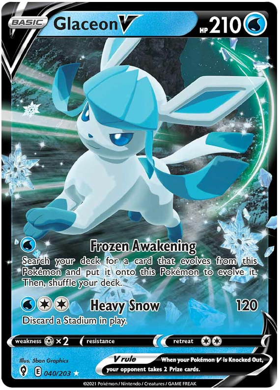 Pokémon Karte Evolving Skies 40/203 040/203 Glaceon V Ultra Rare *M*