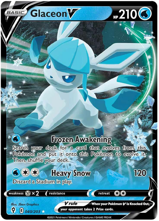 Pokémon Karte Evolving Skies 40/203 040/203 Glaceon V Ultra Rare *M*