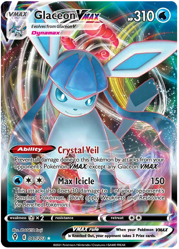 Pokemon Card Evolving Skies 41/203 041/203 Glaceon VMAX Ultra Rare *M*