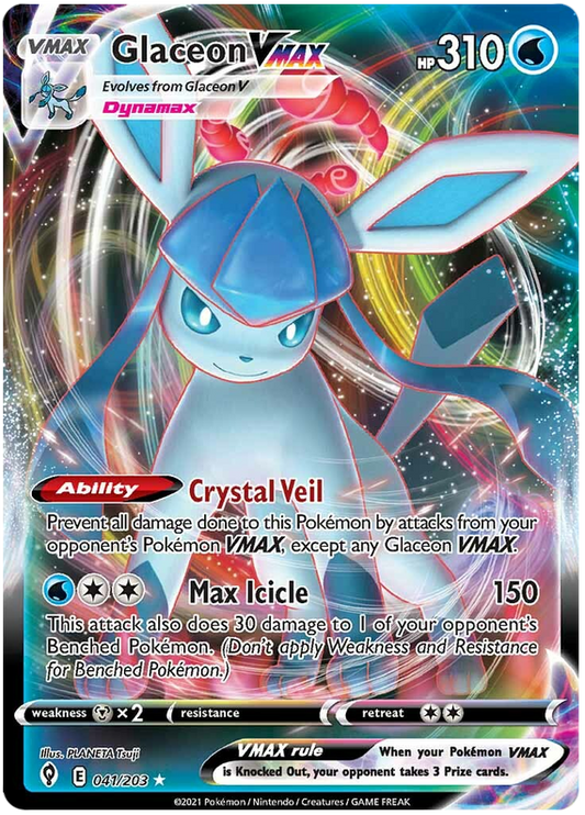 Pokemon Card Evolving Skies 41/203 041/203 Glaceon VMAX Ultra Rare *M*