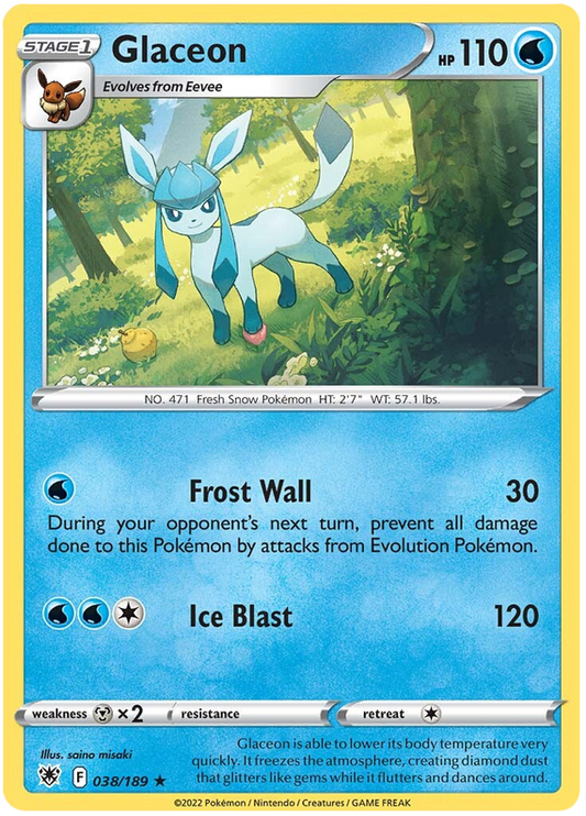 Pokemon Card Astral Radiance 38/189 038/189 Glaceon Rare