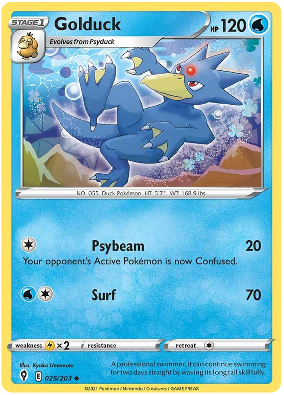 <transcy>Pokemon Card Evolving Skies 25/203 025/203 Golduck Ikke almindelig</transcy>