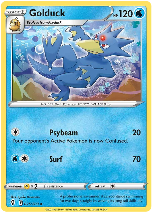 <transcy>Pokemon Card Evolving Skies 25/203 025/203 Golduck Gelegentlich</transcy>