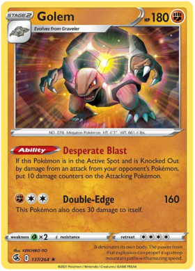 Pokemon Card Fusion Strike 137/264 Golem Sjælden