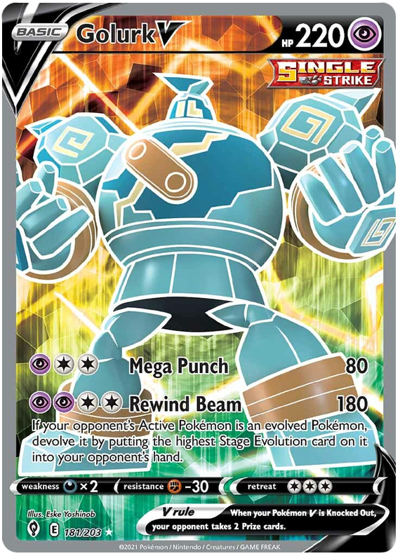 Pokemon Card Evolving Skies 181/203 181/203 Golurk V Full Art *M*