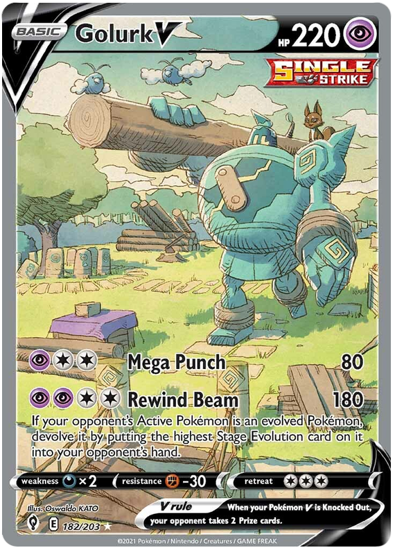 Pokemon Card Evolving Skies 182/203 182/203 Golurk V Full Art *M*