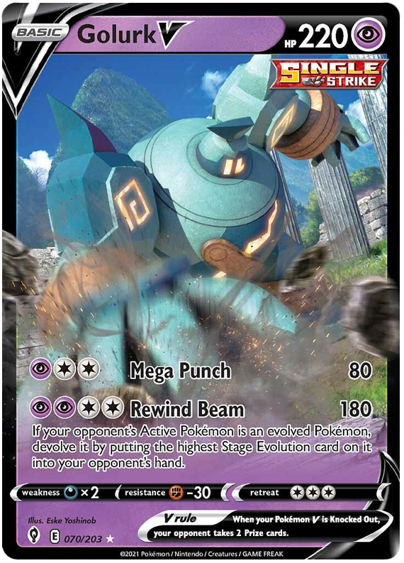 Pokemon Card Evolving Skies 70/203 070/203 Golurk V Ultra Rare