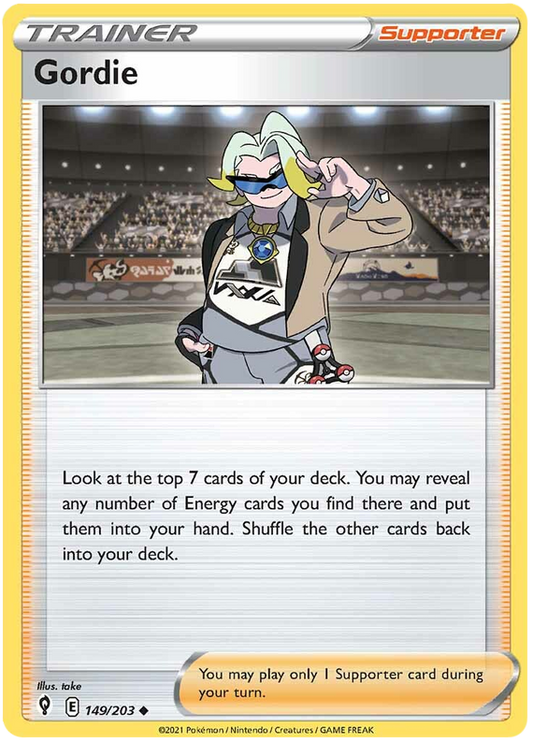 Pokemon Card Evolving Skies 149/203 149/203 Gordie Supporter Uncommon