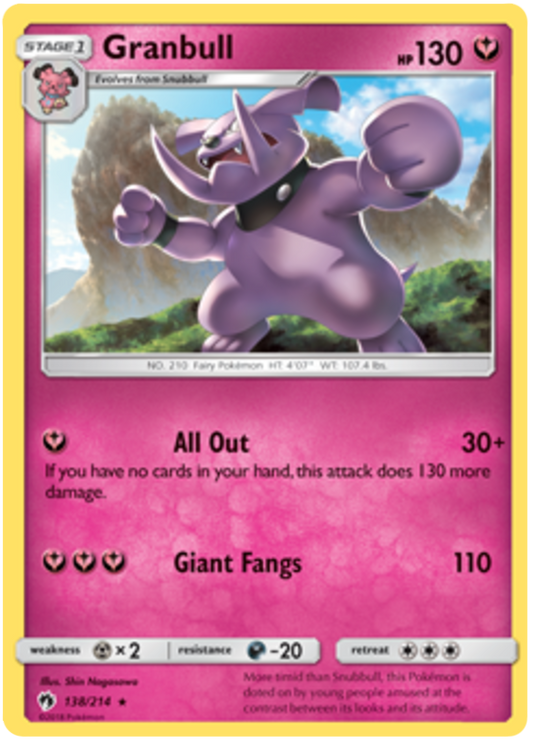 Pokemon Card Lost Thunder 138/214 Granbull Rare *MINT*