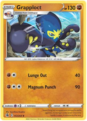 Pokemon Card Fusion Strike 153/264 Grapploct Gelegentlich