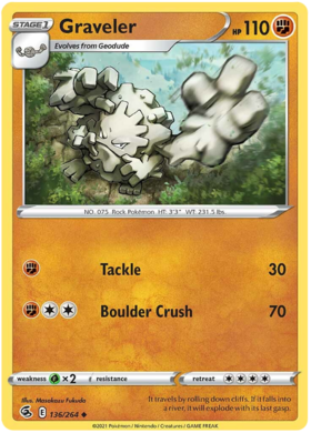 لعبة Pokemon Card Fusion Strike 136/264 Graveler Uncommon