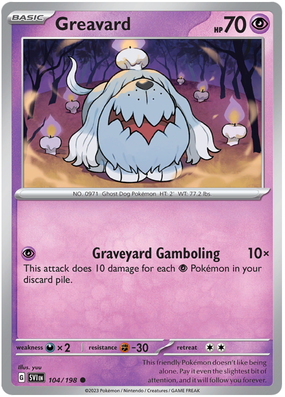 Pokemon Card Scarlet & Violet 104/198 Greavard Common *MINT*