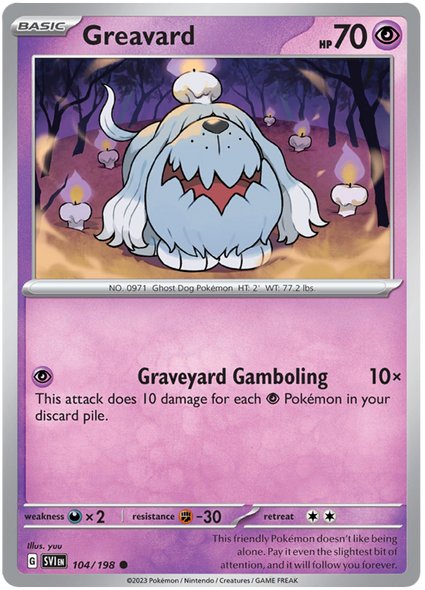 Pokemon Card Scarlet & Violet 104/198 Greavard Common *MINT*