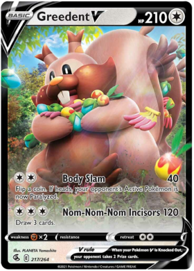 Pokemon Card Fusion Strike 217/264 Greedent V Ultra Rare