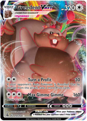 Pokemon Card Fusion Strike 218/264 Greedent VMAX Ultra Rare