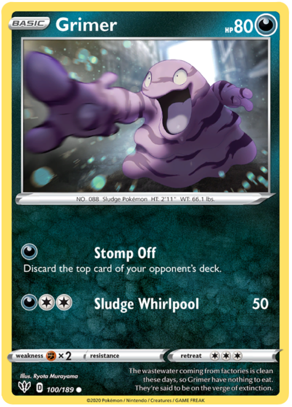 <transcy>Pokemon Card Darkness Alaze 100/189 100/189 Grimer Common</transcy>