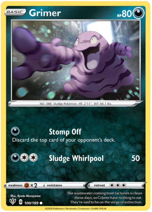 Pokemon Card Darkness Ablaze 100/189 100/189 Grimer Common