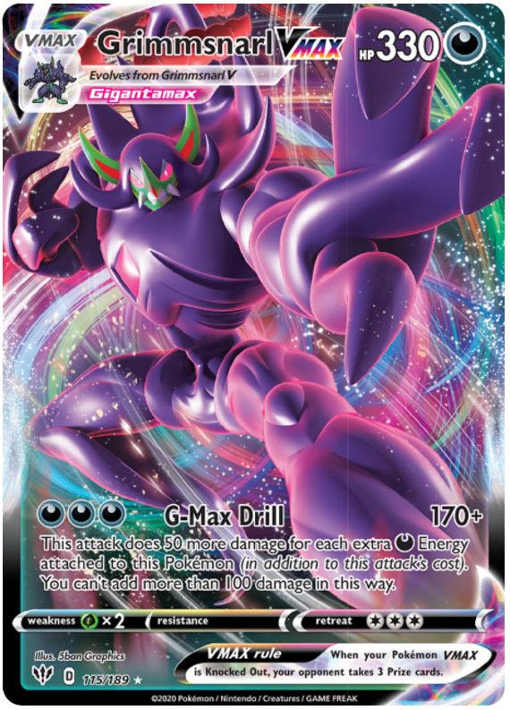 <transcy>Pokemon Card Darkness Alaze 115/189 115/189 Grimmsnarl VMAX Ultra Rare</transcy>