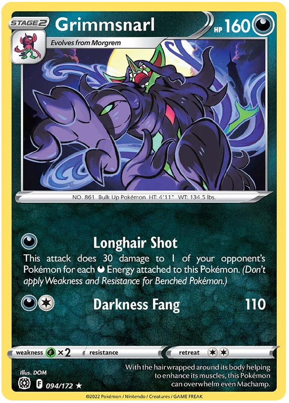 Pokemon Card Brilliant Stars 094/172 94/172 Grimmsnarl Rare