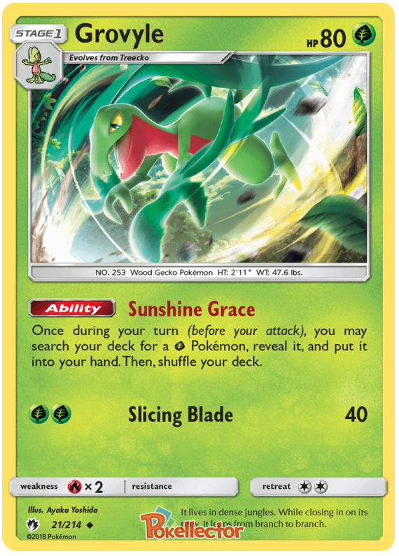 Pokemon Card Lost Thunder 21/214 021/214 Grovyle Uncommon *MINT*