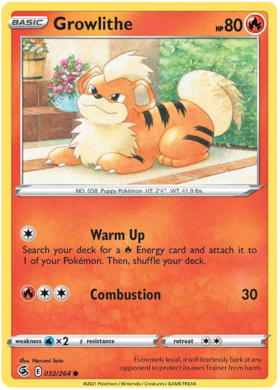 Pokemon Card Fusion Strike 032/264 32/264 Growlithe Common