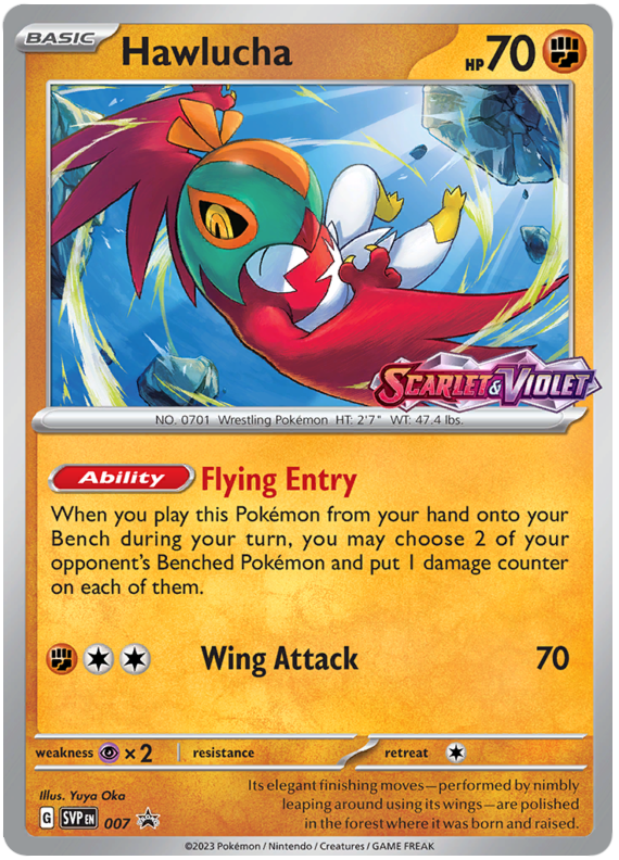 Pokemon Card SVP-En 007 Hawlucha Prerelease promo