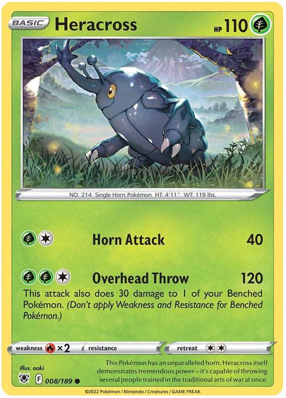 Pokemon Card Astral Radiance 8/189 008/189 Heracross Common