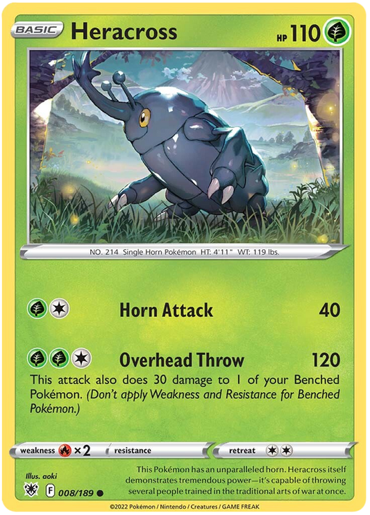 Pokemon Card Astral Radiance 8/189 008/189 Heracross Common