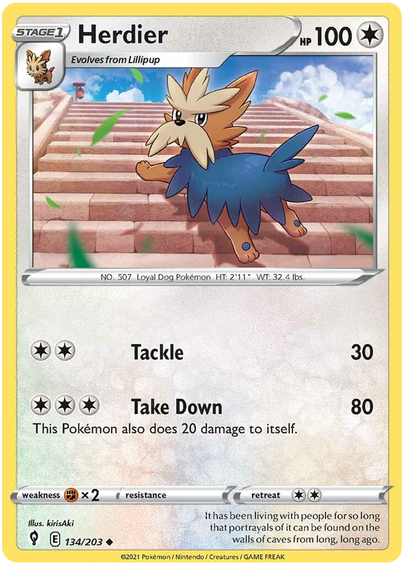 Pokemon Card Evolving Skies 134/203 134/203 Herdier Uncommon