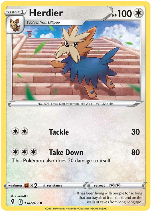 Pokemon Card Evolving Skies 134/203 134/203 Herdier Uncommon