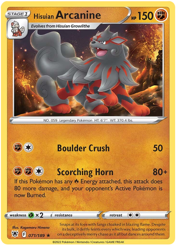 Pokemon Card Astral Radiance 71/189 071/189 Hisuian Arcanine Rare