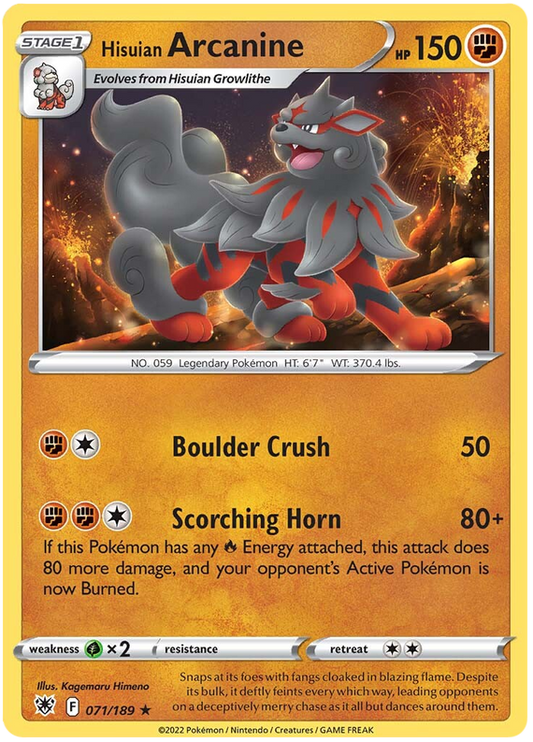 Pokemon Card Astral Radiance 71/189 071/189 Hisuian Arcanine Rare