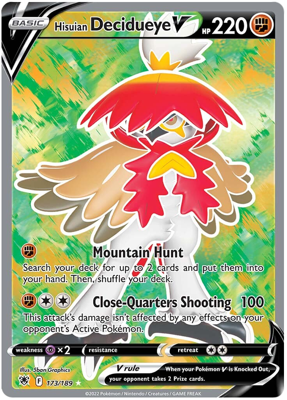 Pokemon Card Astral Radiance 173/189 Hisuian Decidueye V Full Art