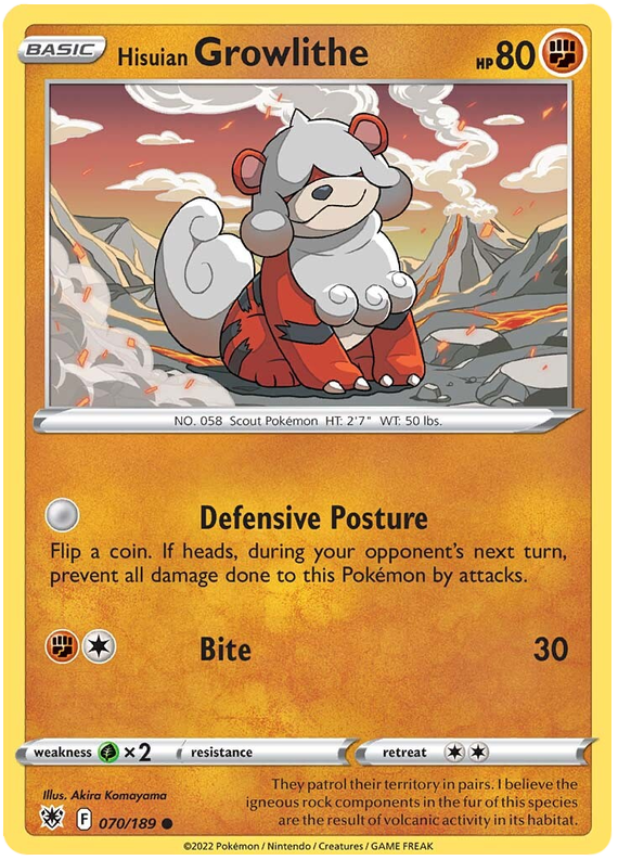 Pokemon Card Astral Radiance 70/189 070/189 Hisuian Growlithe Common