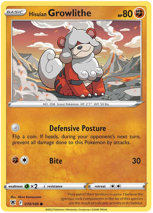 Pokemon Card Astral Radiance 70/189 070/189 Hisuian Growlithe Common