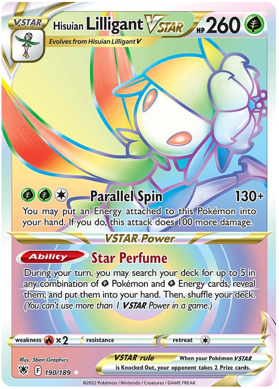 بطاقة بوكيمون Astral Radiance 190/189 Hisuian Lilligant VSTAR Hyper Rare *MINT*