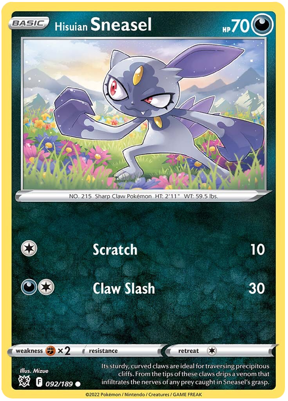 Pokemon Card Astral Radiance 92/189 092/189 Hisuian Sneasel Common