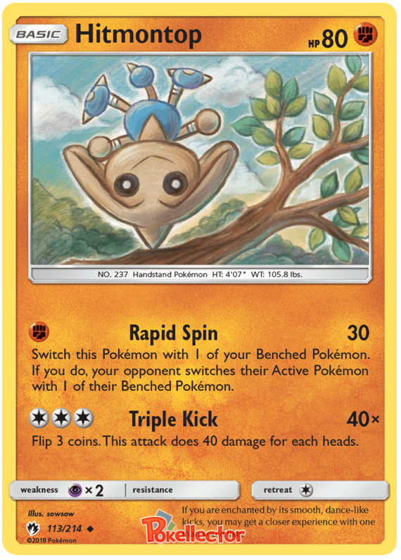 Pokemon Card Lost Thunder 113/214 Hitmontop Uncommon *MINT*