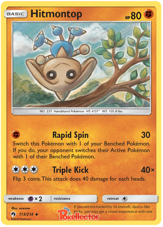 Pokemon Card Lost Thunder 113/214 Hitmontop Uncommon *MINT*