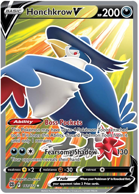 Pokemon Card Brilliant Stars 161/172 Honchkrow V Full Art *M*