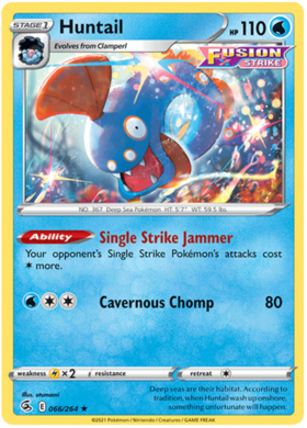 Pokemon Card Fusion Strike 066/264 66/264 Huntail Rare